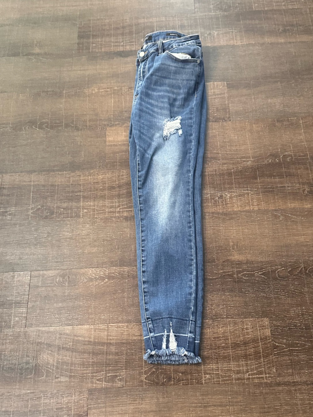 Judy Blue Skinny Fit Medium Blue Denim Distressed Wash High Rise Jeans Size 15 - Picture 3 of 6